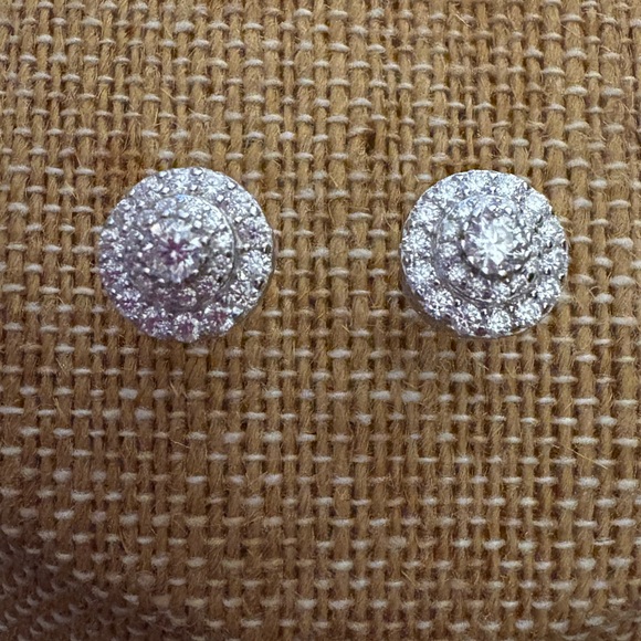 Solid Sterling Silver Screw Back Moissanite Stud Earrings.